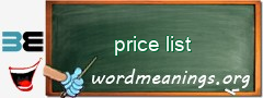 WordMeaning blackboard for price list